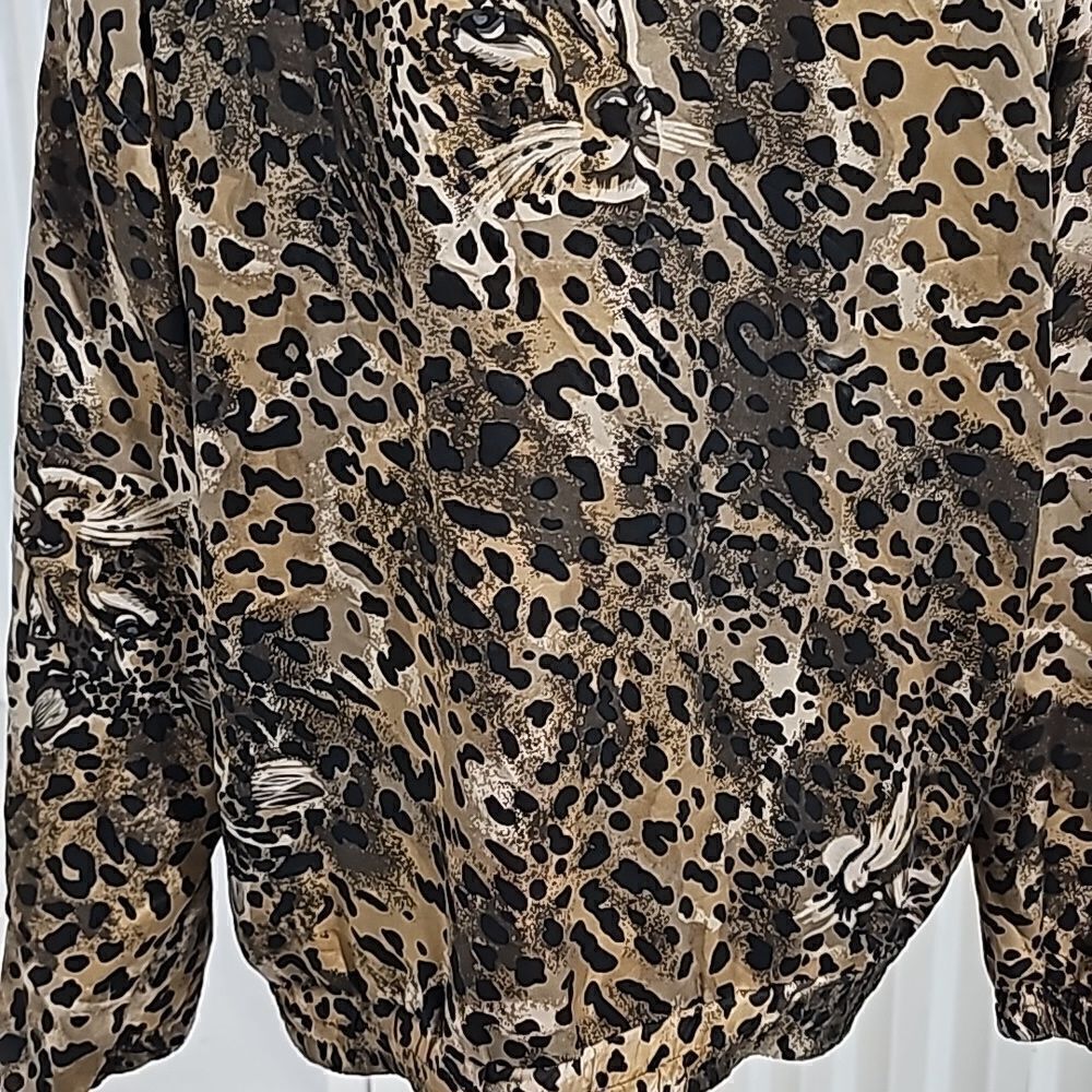 Vintage Cheetah Print Bomber Jacket, Size Medium, Silk - Picture 8 of 9